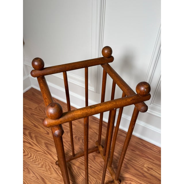 Camel Arts & Crafts Solid Wood Stick & Ball Collapsible Umbrella Stand For Sale - Image 8 of 12