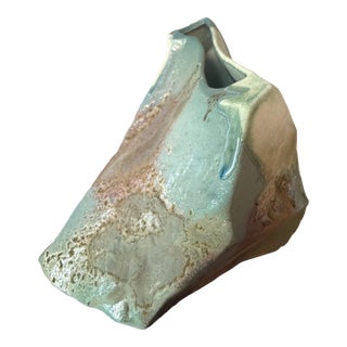 Signed Evans Sculptural Studio Pottery Vase, Abstract Modern Ceramic Art Vessel For Sale