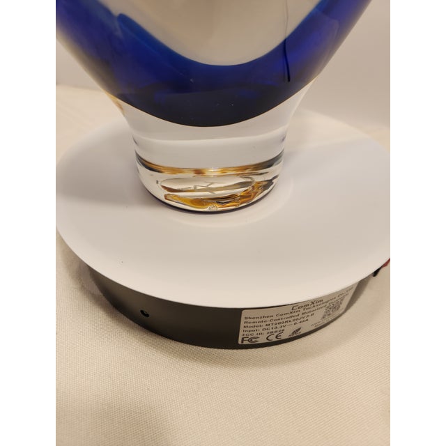 Glass Large Signed Juston Daniels Studio Art Glass Cased "Zanfirico & Opaline" Vessel For Sale - Image 7 of 9