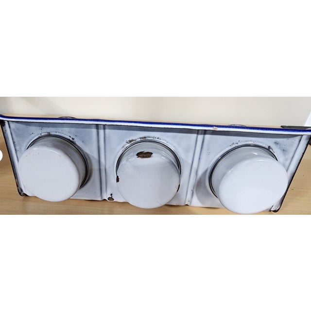 Blue Rare, Antique German Flow Blue Enamelware Laundry/Kitchen Scullery Rack For Sale - Image 8 of 8