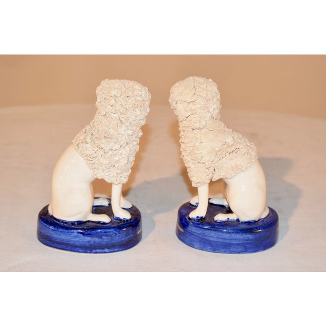 Pair of Vintage English Staffordshire Style Poodles For Sale - Image 4 of 6