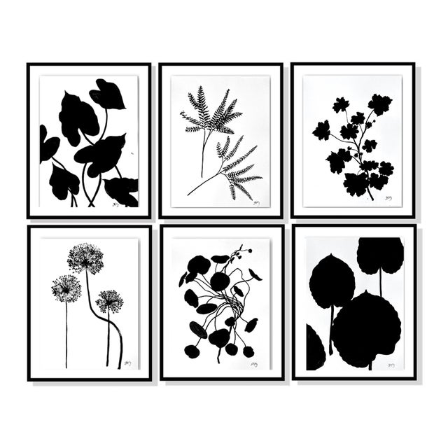 Black Silhouette botanical painting of Allium flower. This botanical painting looks great as a single work of art or in a...