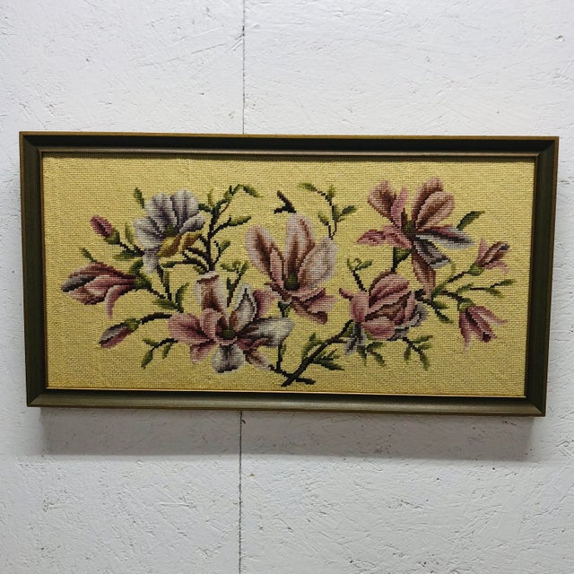Mid Century Framed Needlepoint of Lilies For Sale - Image 11 of 11