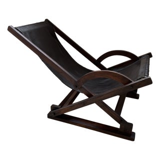 Vintage Leather Sling Chair, 1980s For Sale