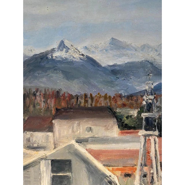 Ernst Suter, Mountains, Oil on Canvas, 1960s For Sale - Image 4 of 8
