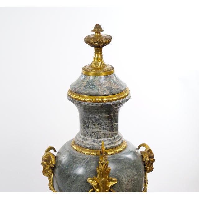 Late 19th Century Italian Louis XVI-Style Gray Marble / Gilt-Bronze Mounted Urn, Late 19th Century For Sale - Image 5 of 15