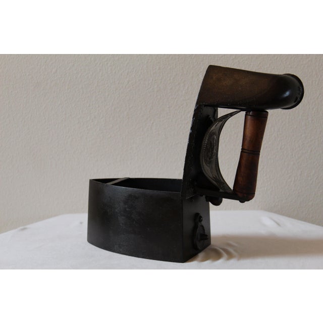Antique Cast Iron Charcoal Box Iron With Wooden Handle | Early 20th Century For Sale - Image 14 of 17