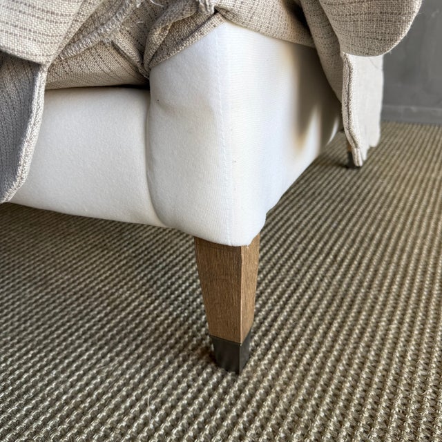 Linen Slip Covered Madison Chair With Scallop Skirt Detail and Down Cushion For Sale - Image 10 of 11