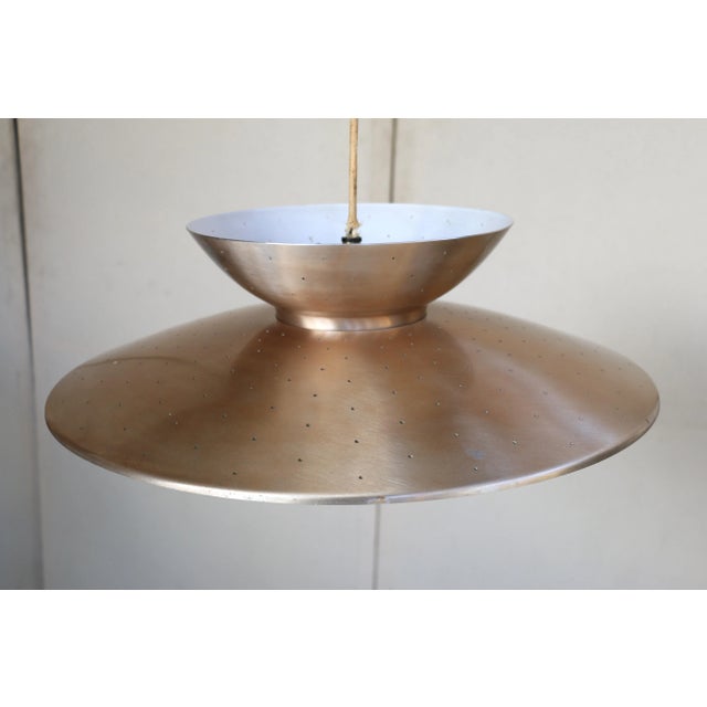 Brass Mid Century Pull Down Pendant Light Fixture For Sale - Image 8 of 17