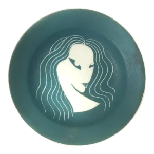 Vintage Green and White Stylized Art Deco Female Bust Dish by Waylande Gregory