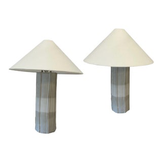 Mid 20th Century Handmade Ceramic Table Lamps by Kaimin Meehan - a Pair For Sale