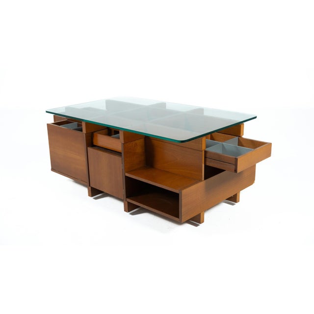 Mid-Century Modern Coffee Table with Wood and Glass Compartments, Italy, 1970s For Sale - Image 13 of 14