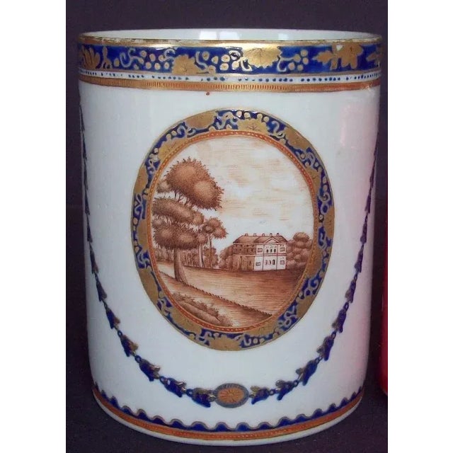 Traditional 1800 - 1810 Chinese Export Porcelain Tankard Mug for the American Federal Market For Sale - Image 3 of 11