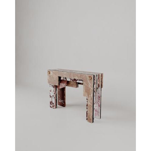 Architectural Layered Marble Stone Strata Console by Esther Knopfler For Sale - Image 6 of 12