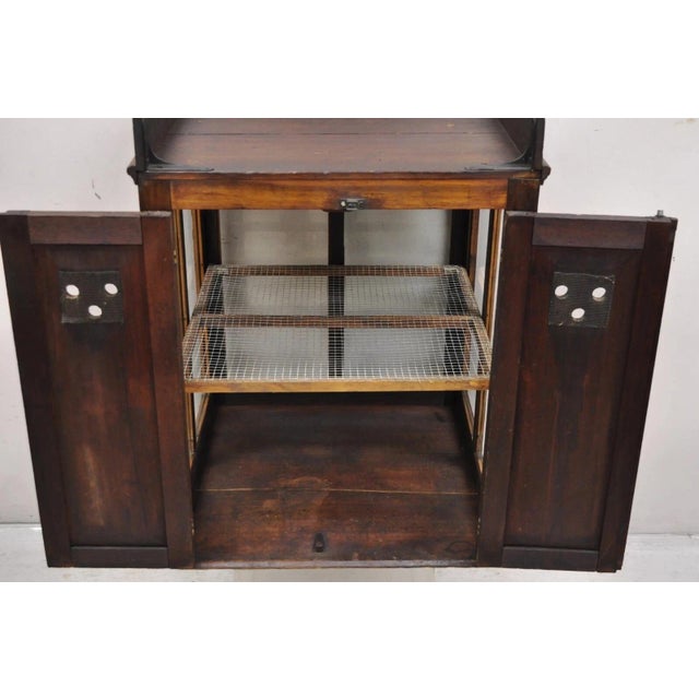 Traditional Antique Wood & Glass Counter Top Display County Store Pie Safe Retail Cabinet For Sale - Image 3 of 11