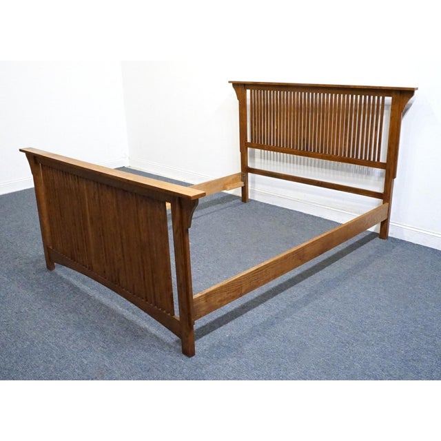 Contemporary Michael Howard Oak Contemporary Mission Style Queen Size Bed For Sale - Image 3 of 11