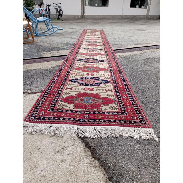 Textile Hand-Knotted Persian Runner Rug with Plant Dyes, 1970 For Sale - Image 7 of 8
