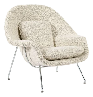 Early Restored Mid Century Ivory Wool Womb Chair by Saarinen for Knoll, Multiples/Custom Avail