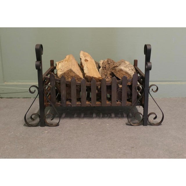 Large Free Standing Fire Basket, Iron Fire Grate The grate is made in cast iron and has wrought iron stands at the front...