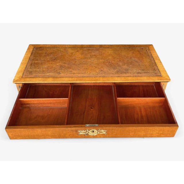 Refined Neoclassical French Empire Desk With Leather Top and Sculptural X Base For Sale - Image 10 of 18