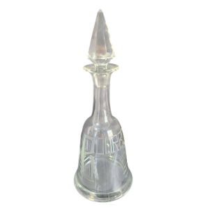 Late 20th Century Heisey #48 Engraved "Burbon" Crystal Decanter Diamond Shaped Top Stopper
