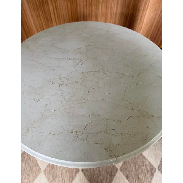 Postmodern Late 20th Century Tall Vintage Cream Marble Table For Sale - Image 3 of 7