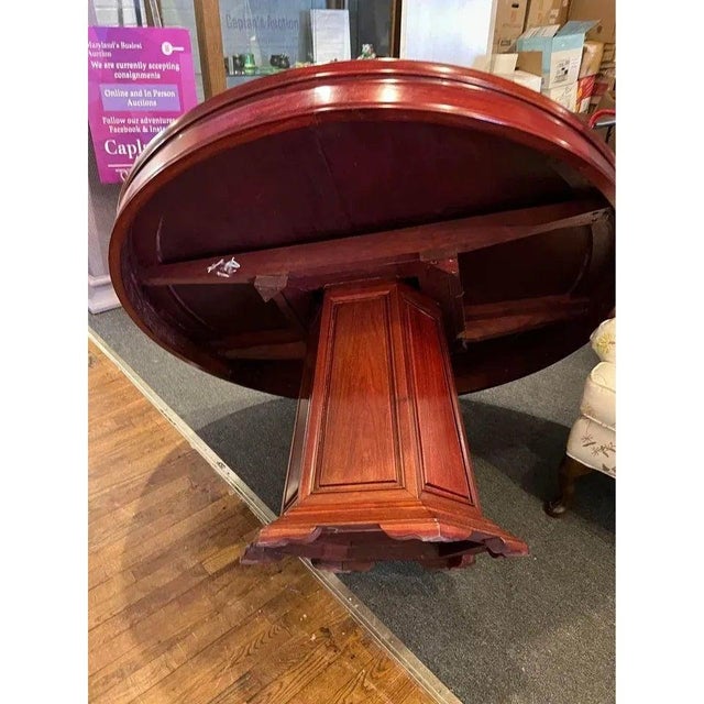 Late 20th Century Chinese Ming-Style Dining Table ~ Longevity Carved Detail 60"w For Sale - Image 4 of 4