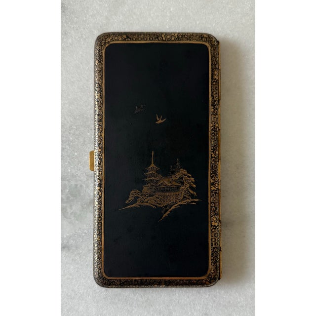 Japanese Antique Komai Style Damascene Cigarillo Case For Sale - Image 3 of 12