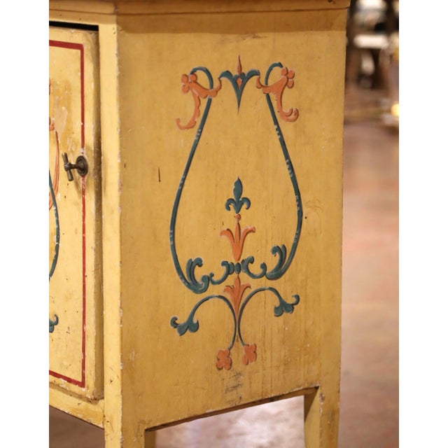 Pair of 19th C. Italian Neoclassical Painted Nightstands With Faux Marble Tops For Sale - Image 10 of 11