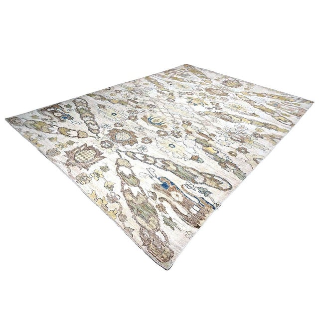 Traditional 21st Century Turkish Oushak Wool 10x13 Gold, Ivory & Slate Blue Handmade Area Rug #1144129 For Sale - Image 3 of 13