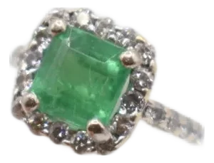 Mid 20th Century Emerald and Diamond Ring, Size 3