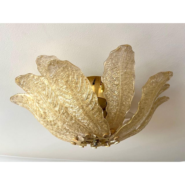 Golden Murano Glass Flush Mount from Barovier & Toso, Italy For Sale - Image 11 of 16