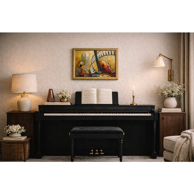 “Cadence” is an original abstract composition by contemporary American artist Alena Kalen, executed in oil on canvas. The...