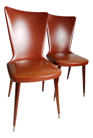 Vintage Vinyl Chairs with Splayed Legs, 1950s, Set of 2