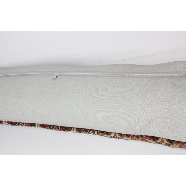 Antique Primitive Beige & Blue Persian Seneh Rug Pillow For Sale - Image 11 of 11