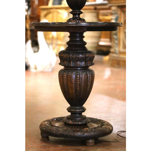 Early 20th Century French Louis XIII Beech Barley Twist Floor Lamp With Table For Sale In Dallas - Image 6 of 8