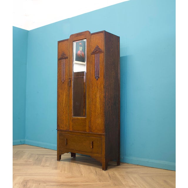 Vintage Art Deco Oak Hall Cupboard, 1930s For Sale - Image 3 of 10