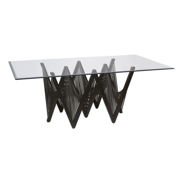 Dark Brown Wood Geometric Dining Table Base - Geo by Oggetti For Sale