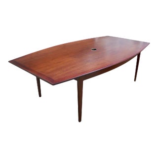 Florence Knoll Walnut Boat Shape Dining Conference Table For Sale