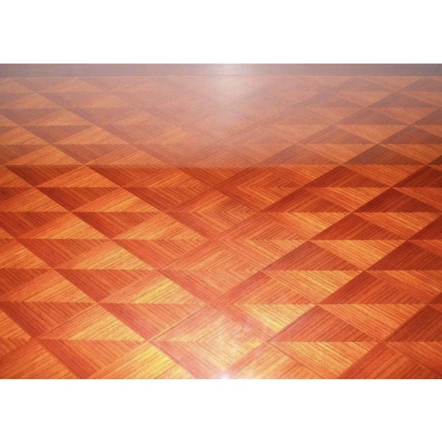 Detailed french art deco table in the manner of Jules Leleu. Drawer on each side of the table. Brass Details throughout...