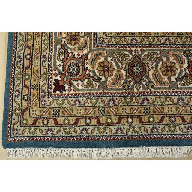 Tabriz Mahi Rug 8' X 10'3'' Blue Wool Traditional Hand-Knotted Oriental Carpet For Sale - Image 12 of 15