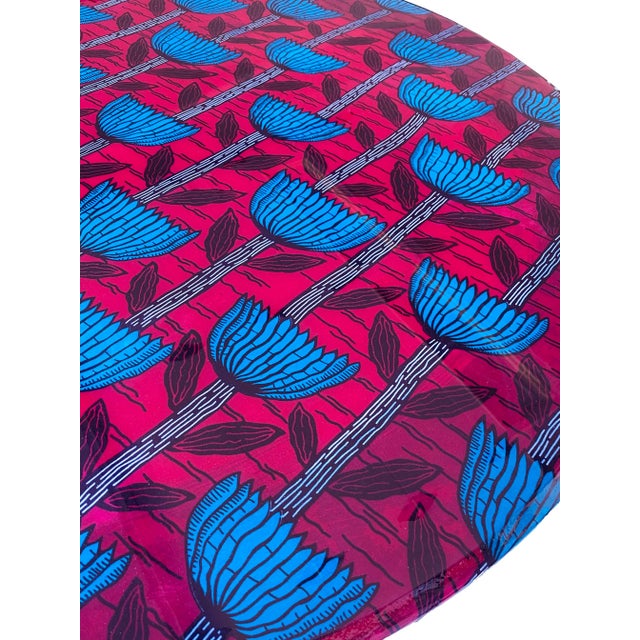 Round Resin Top Center or Game Table, Turquoise and Pink For Sale - Image 11 of 13