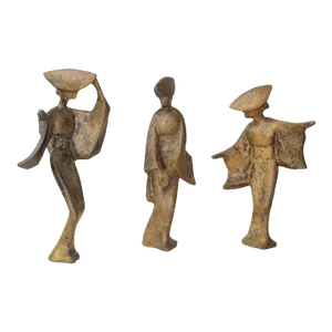 1950s Gilt Iron Geisha Figures | Set of 3