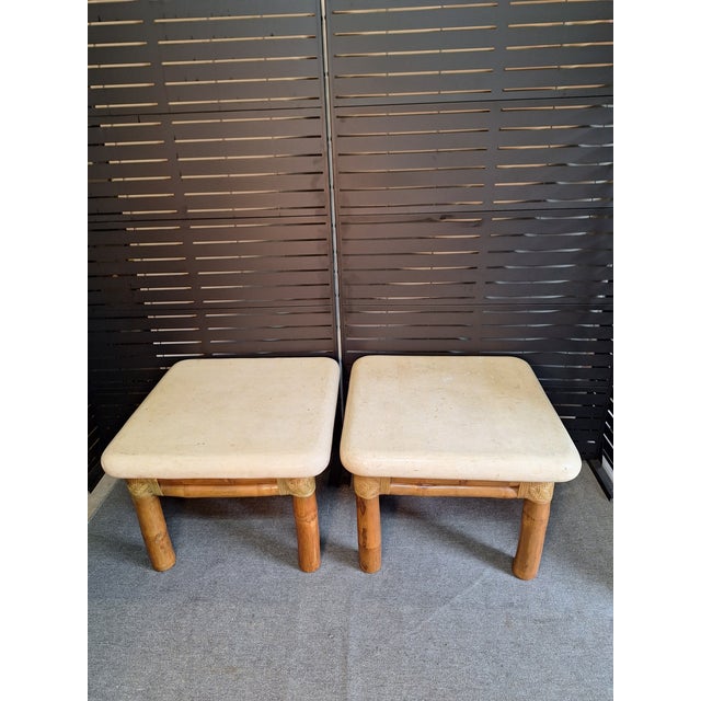 Large rattan base with Tessellated Stone. In the style of Antonio Budji Layung. However, there is no Maker's Mark. Also...