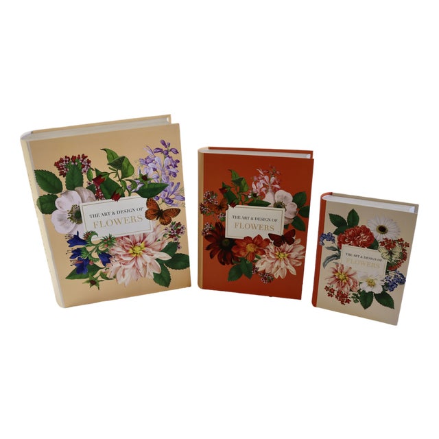 Punch Studio Faux Floral Books Storage Boxes - Set of 3 For Sale