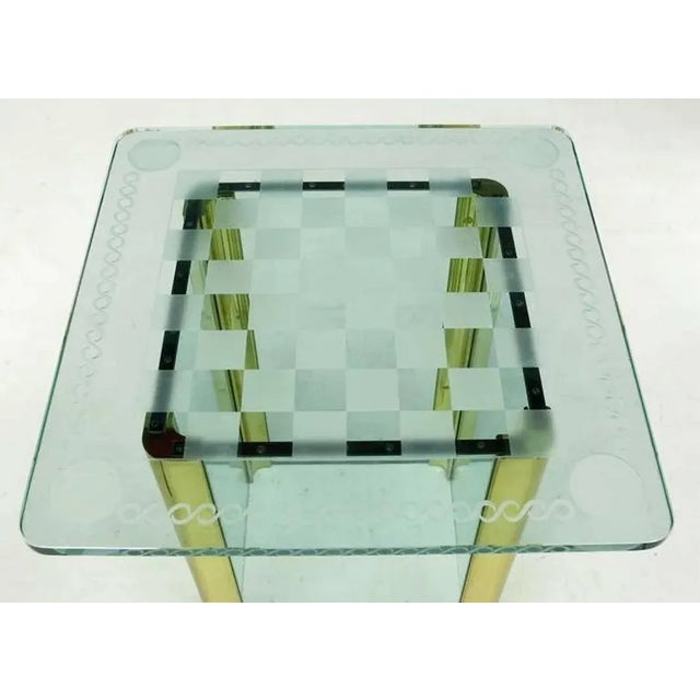 Etched Glass Game Table in the Style of Pace Collection For Sale In Chicago - Image 6 of 9