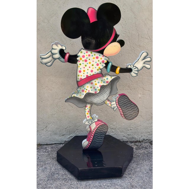 Wood Walt Disney Life-Size Sculpture of Dancing Minnie Mouse on Wheeled Base For Sale - Image 7 of 10
