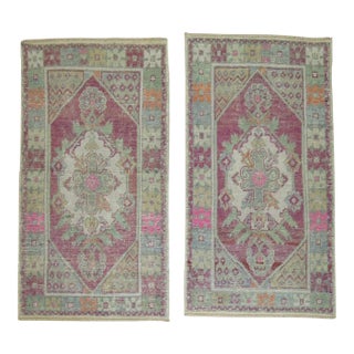 20th Century Zabihi Collection Lavender Turkish Scatter Size Rugs - A Pair - 2'9" x 4'8" For Sale