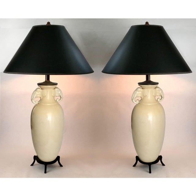 Lamp Pair Maitland Smith Elephants Signed For Sale In Miami - Image 6 of 13