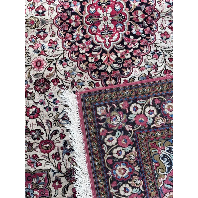 Elegant Qom silk rug made of 100% silk in classic style, vintage, hand-knotted, freshly cleaned